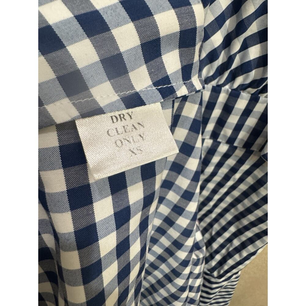 Tish Cox Blue & White Gingham Mini Dress with Neck Tie - Picture 4 of 7